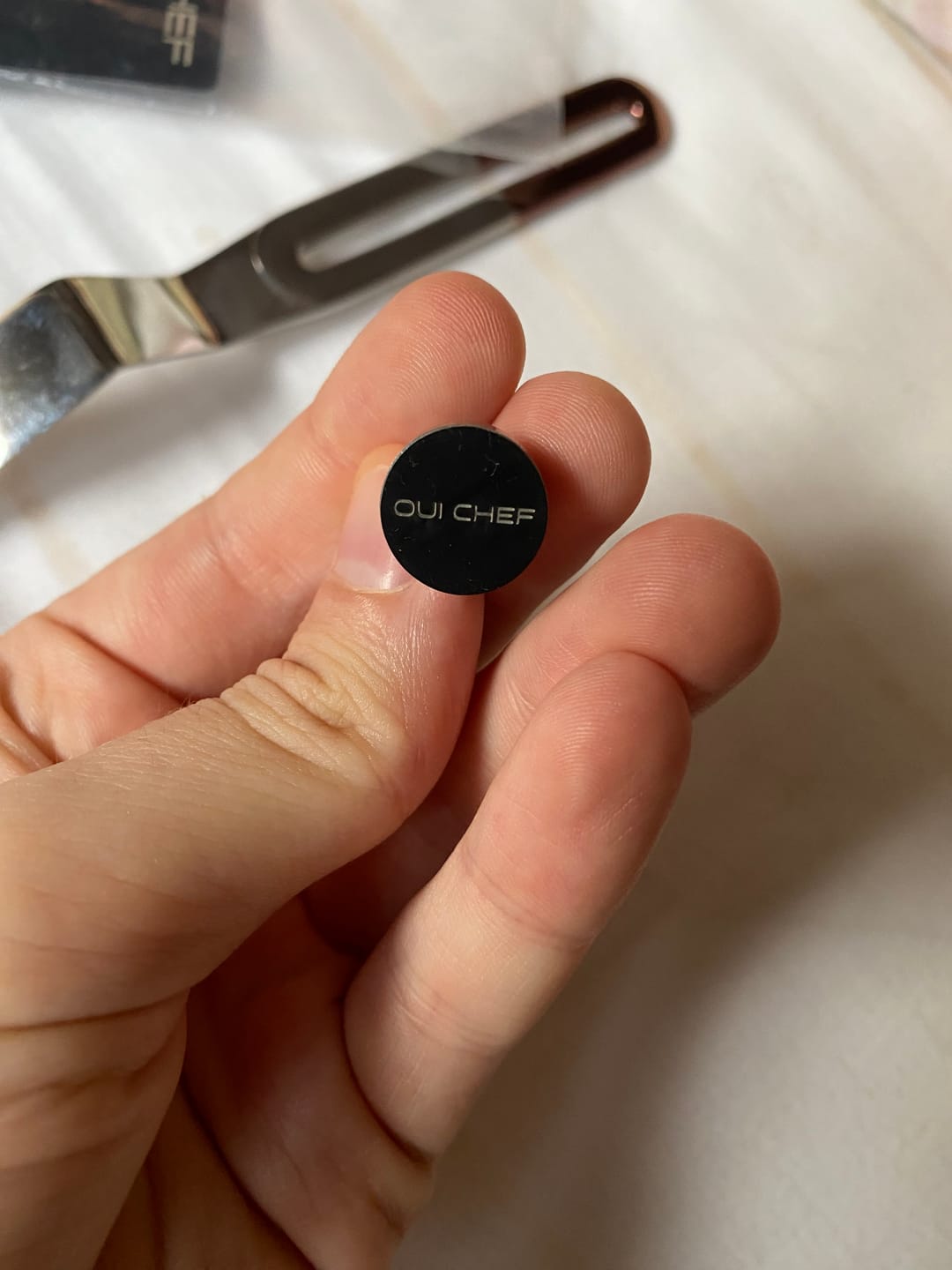 Customer photo review of HoldFast Magnetic Chef's Pin v5