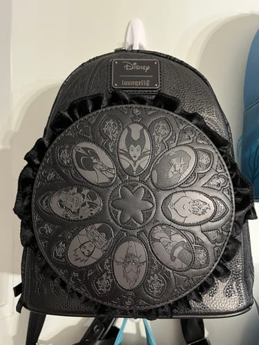 Customer photo review of Loungefly Disney Villains Stained Glass Mini Backpack