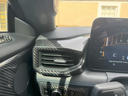 Customer photo review of 2024+ S650 Mustang Real Carbon Fiber Behind Screen Top Dash Trim Cover
