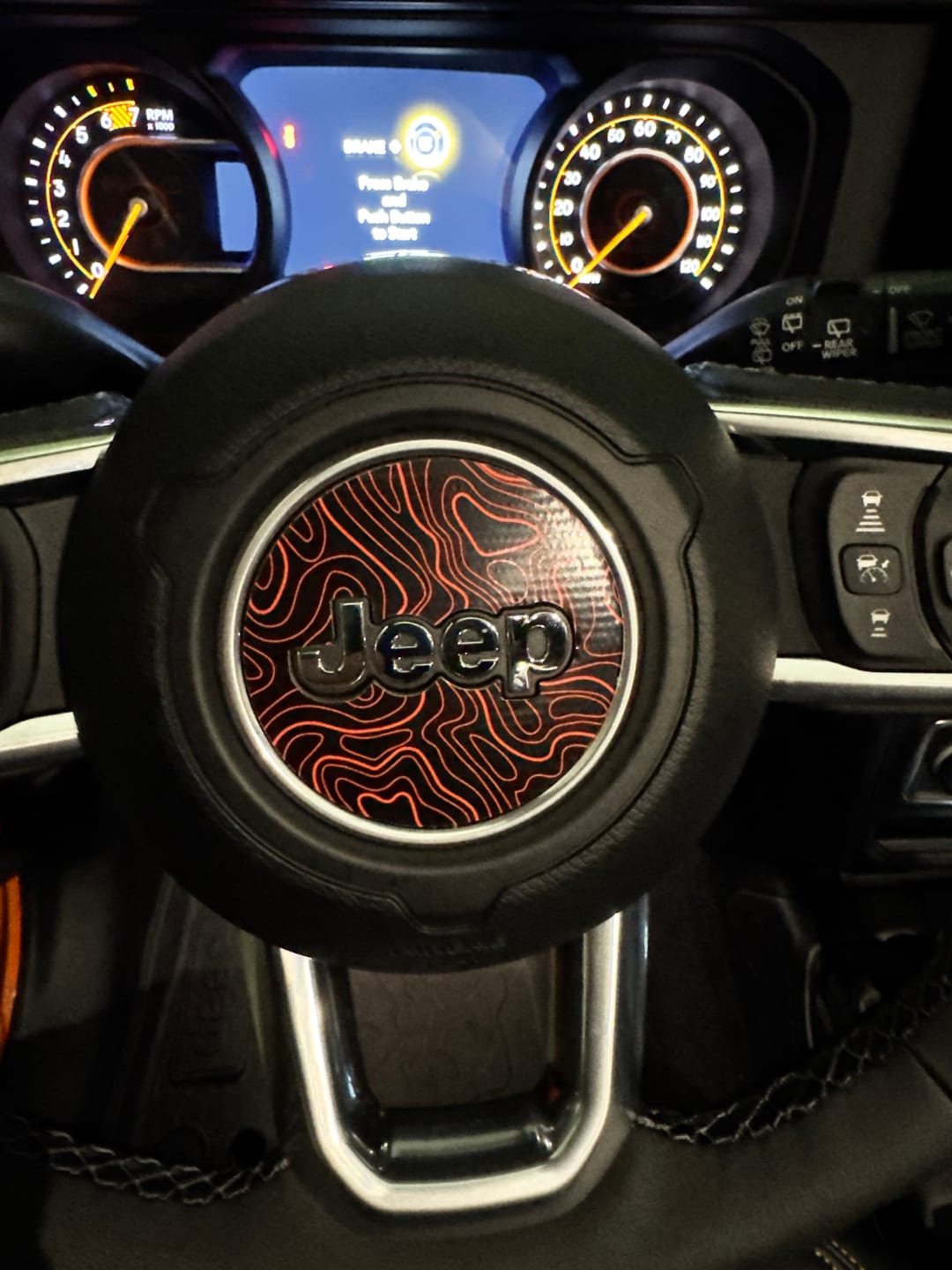 Customer photo review of Topographical Map Print Steering Wheel Decal for Jeep