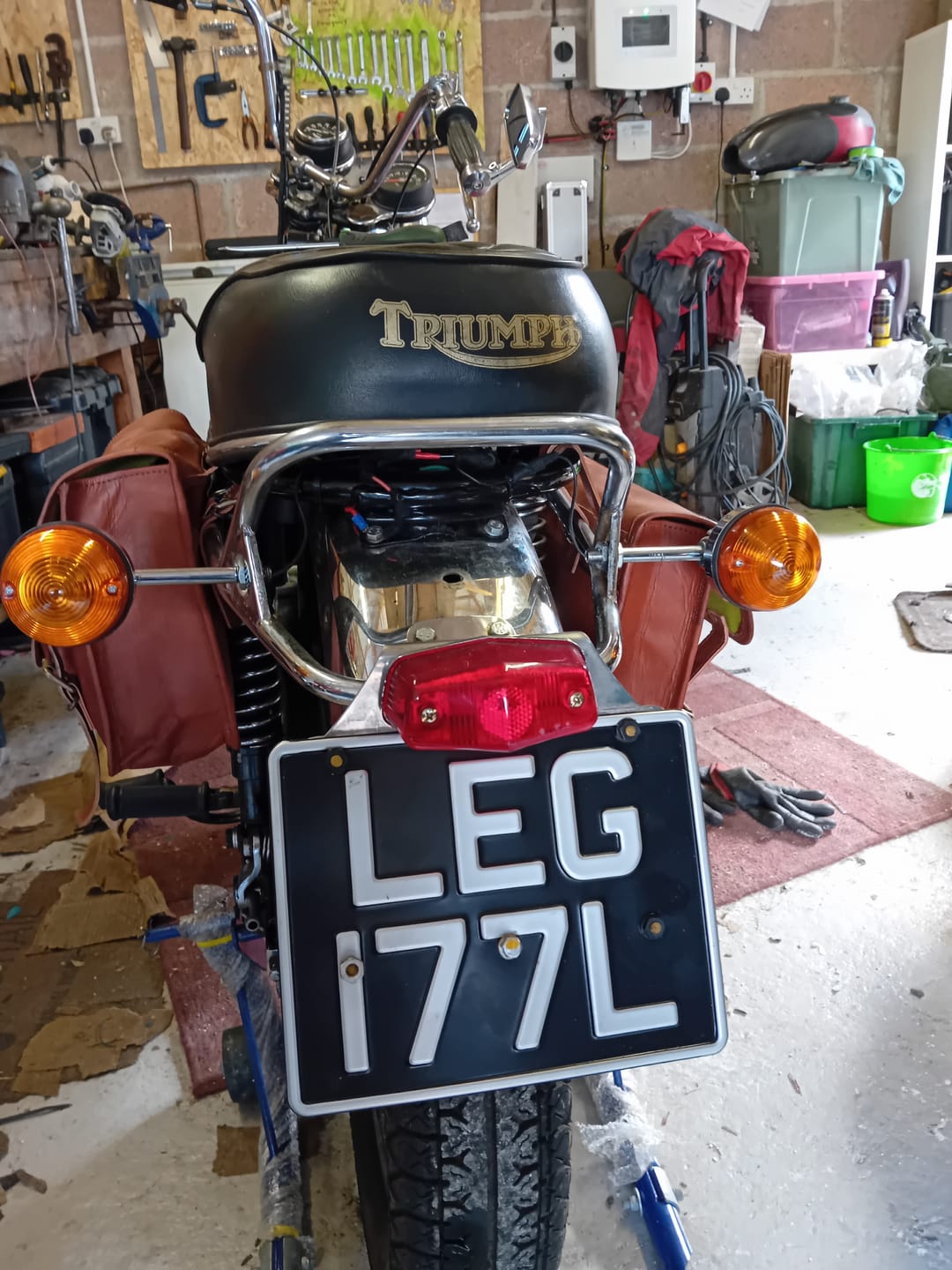 Customer photo review of Classic Metal Pressed Motorcycle Number Plate - 9 x 7 Inches