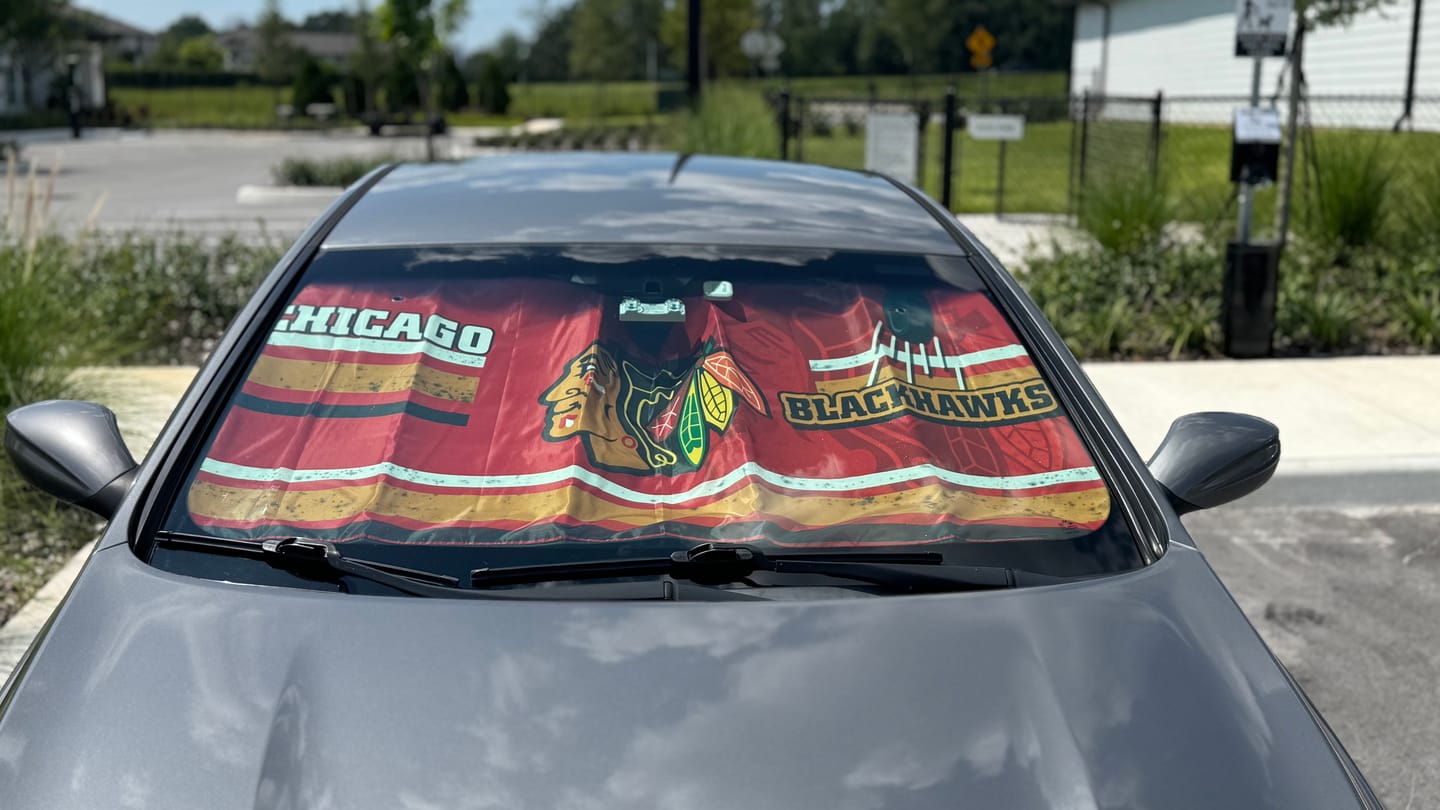 Customer photo review of Chicago Blackhawks Car Sunshade Custom Car Accessories