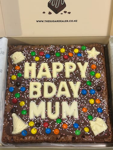 Customer photo review of Custom message birthday brownie