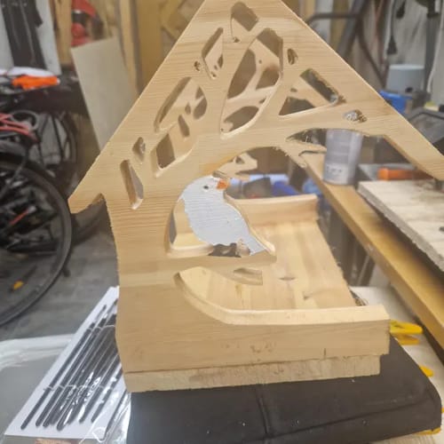 Customer photo review of Wooden bird feeder laser cut svg file
