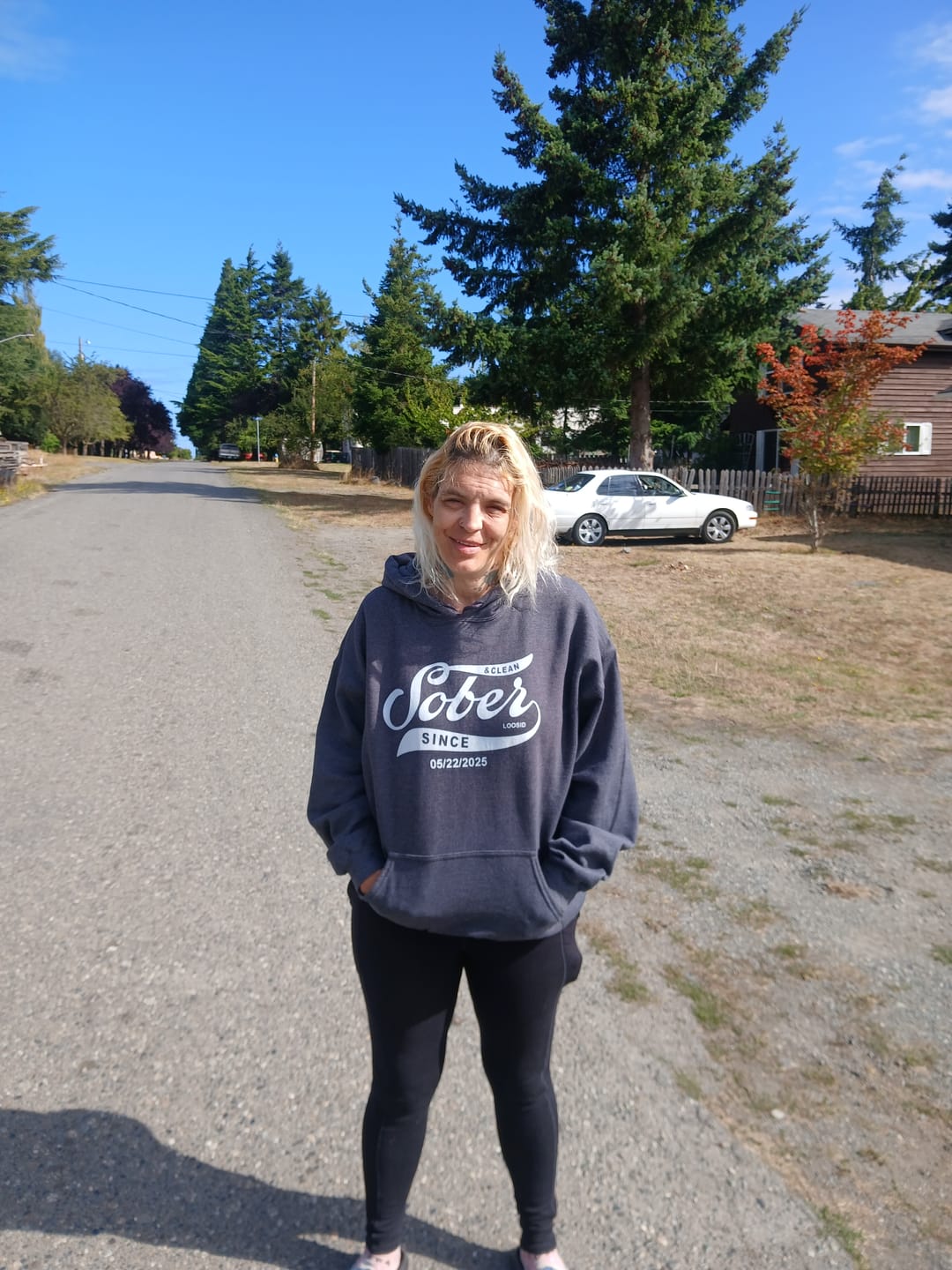 Customer photo review of Recovery Hoodie | Sober Since Unisex Hoodie with Custom Sobriety Date