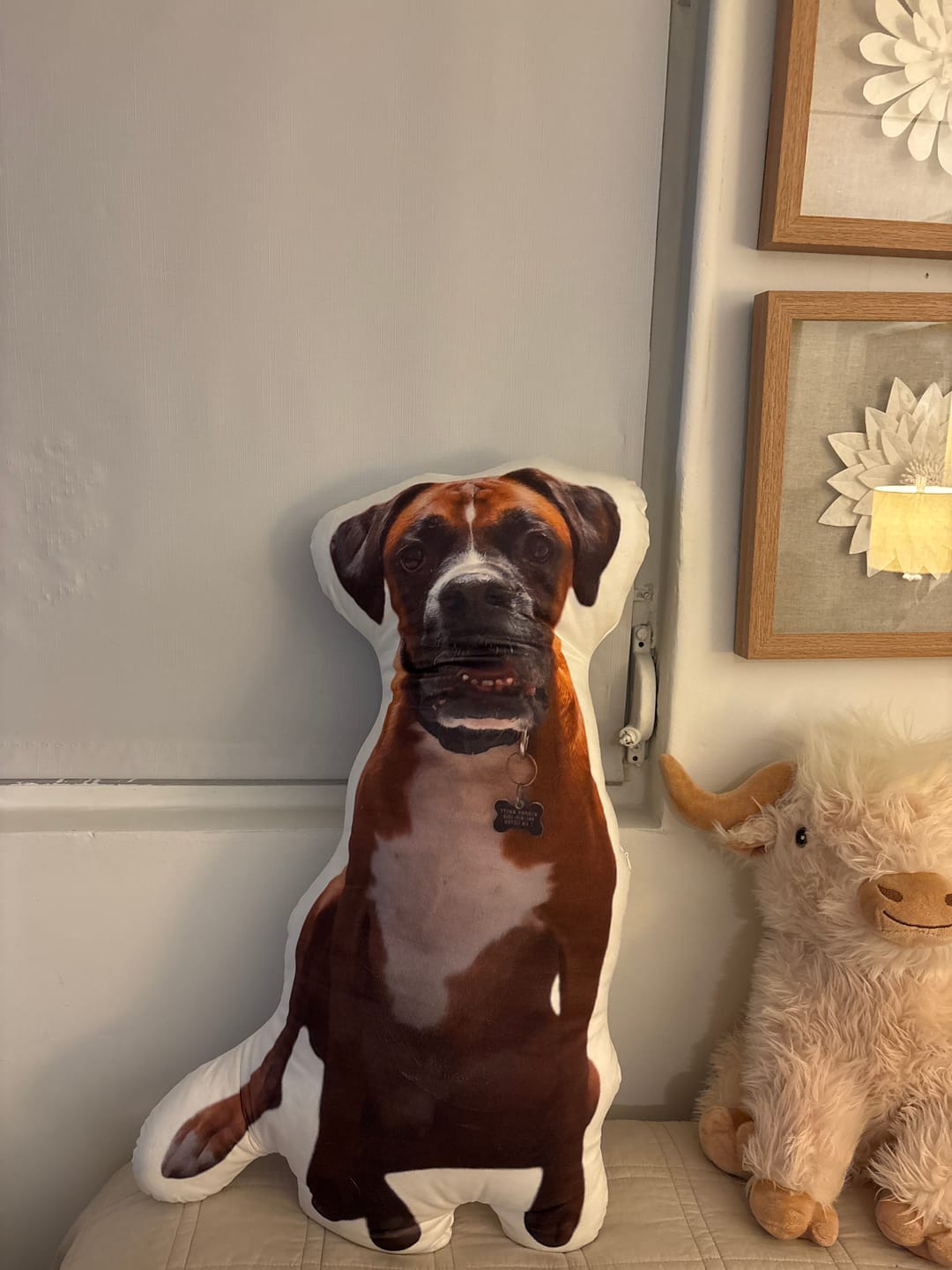 Customer photo review of Custom Dog Shaped Memorial Pillow for Pet Owners from Your Pet Picture