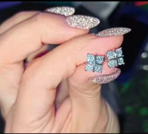 Customer photo review of Majesté Gold Plated Moissanite Stud Earrings