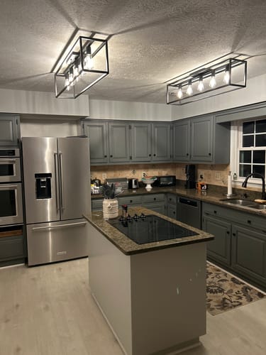 Customer photo review of 5-Light Black Rectangular Cage Flush Mount Ceiling Light