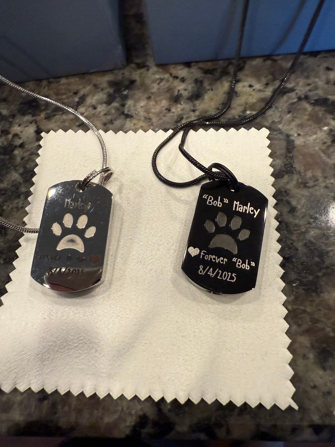 Customer photo review of Personalized Photo Urn Necklace for Pet