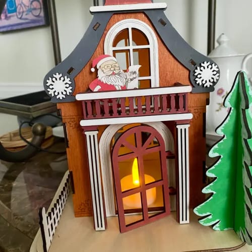 Customer photo review of Christmas house scene lamp laser cut svg file