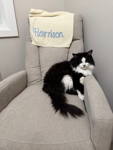 Customer photo review of Hand Knitted Personalized Blanket