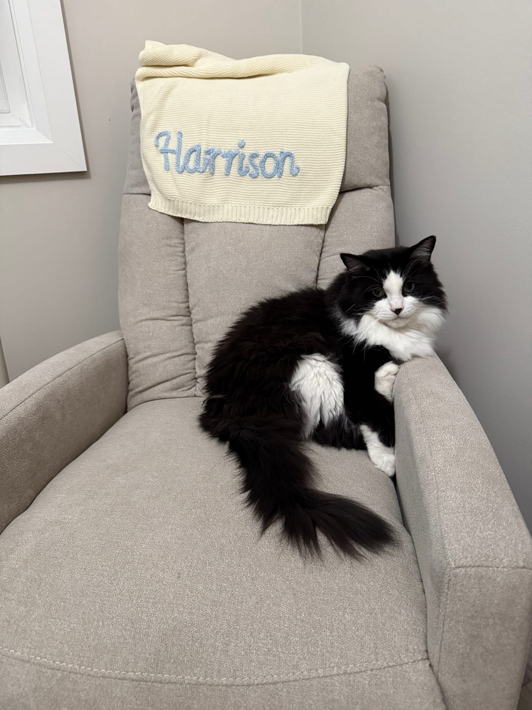 Customer photo review of Hand Knitted Personalized Blanket