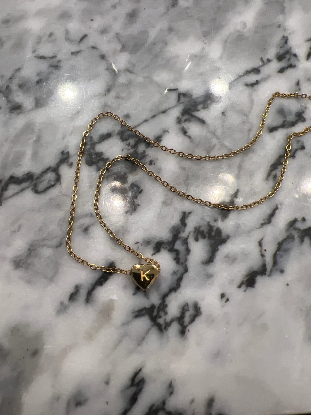 Customer photo review of Letter Heart Necklace