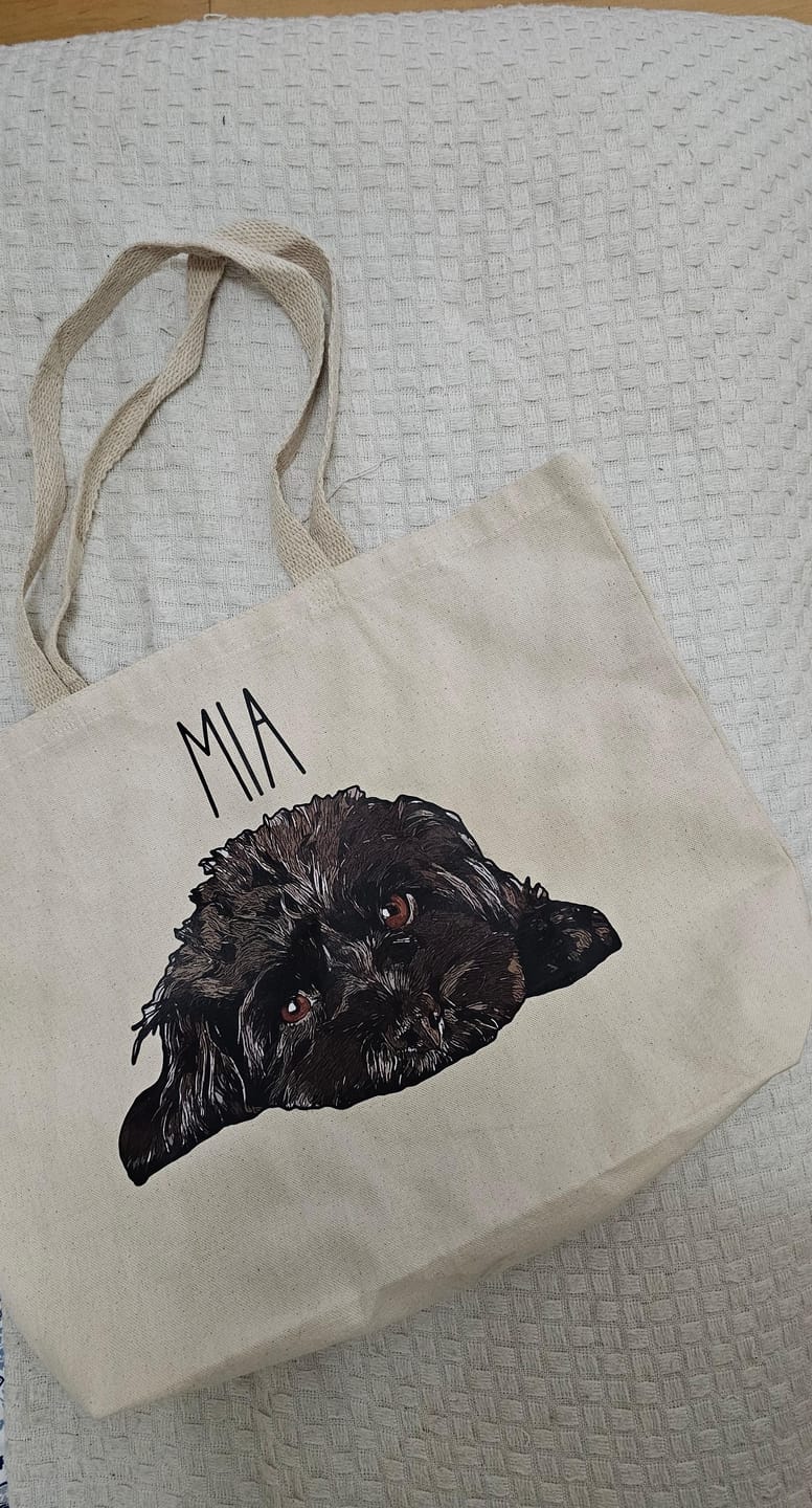 Customer photo review of Custom Pet Tote Bag – Personalized Gift for Pet Parents