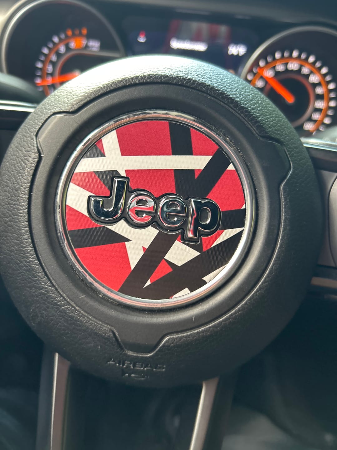 Customer photo review of Design Your Own Steering Wheel Decal for Jeep