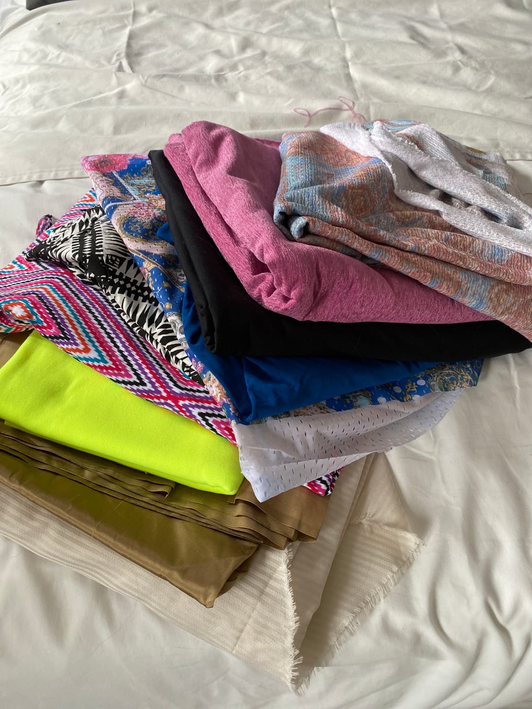 Customer photo review of 50p A Metre: Print & Plain Fabric Bundle