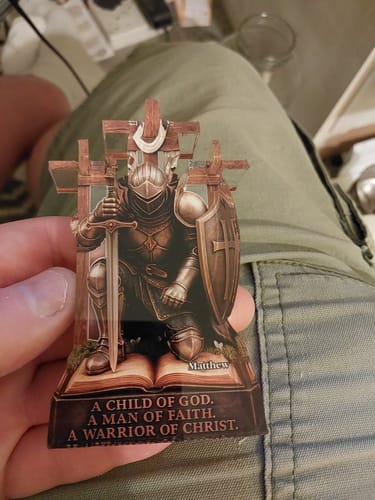 Customer photo review of Knight Kneeling Down In Armor Acrylic Plaque - Personalized Gifts For Armor of God