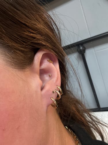 Customer photo review of My Huggies Sparkle Hoop Earrings