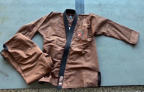 Customer photo review of Jaguar Royal Series Brown- Custom Name & Logo Brazilian Jiu Jitsu BJJ Gi For Kids & Adults