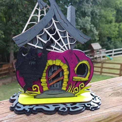 Customer photo review of Pumpkin house Halloween 3 set laser cut svg file