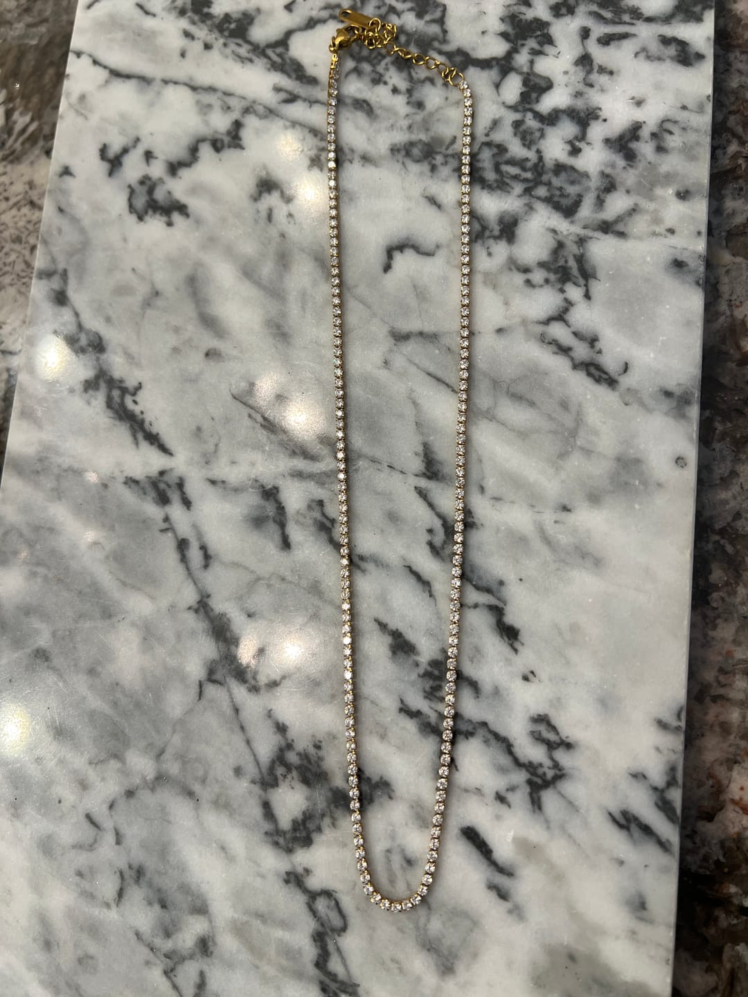 Customer photo review of Cordelia Gold Crystal Necklace