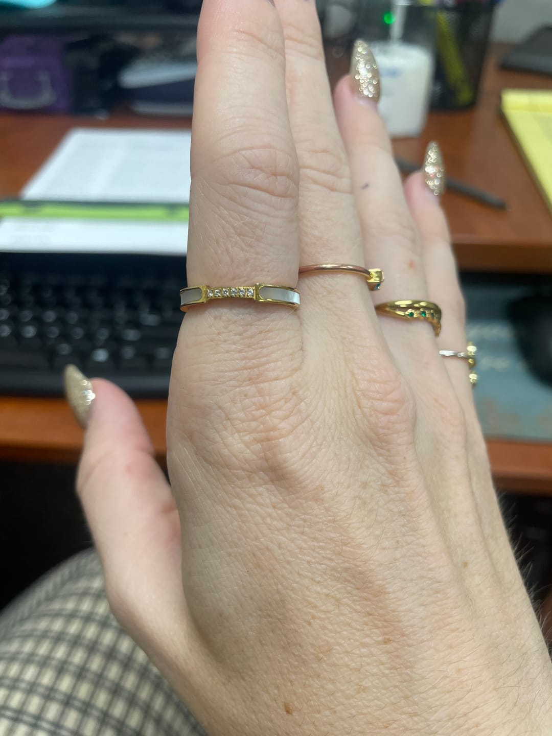 Customer photo review of Mother Of Pearl & Crystal Ring