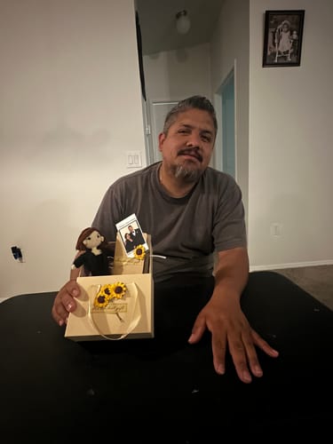 Customer photo review of Dolly® Personalized Crochet Doll with Photo Card