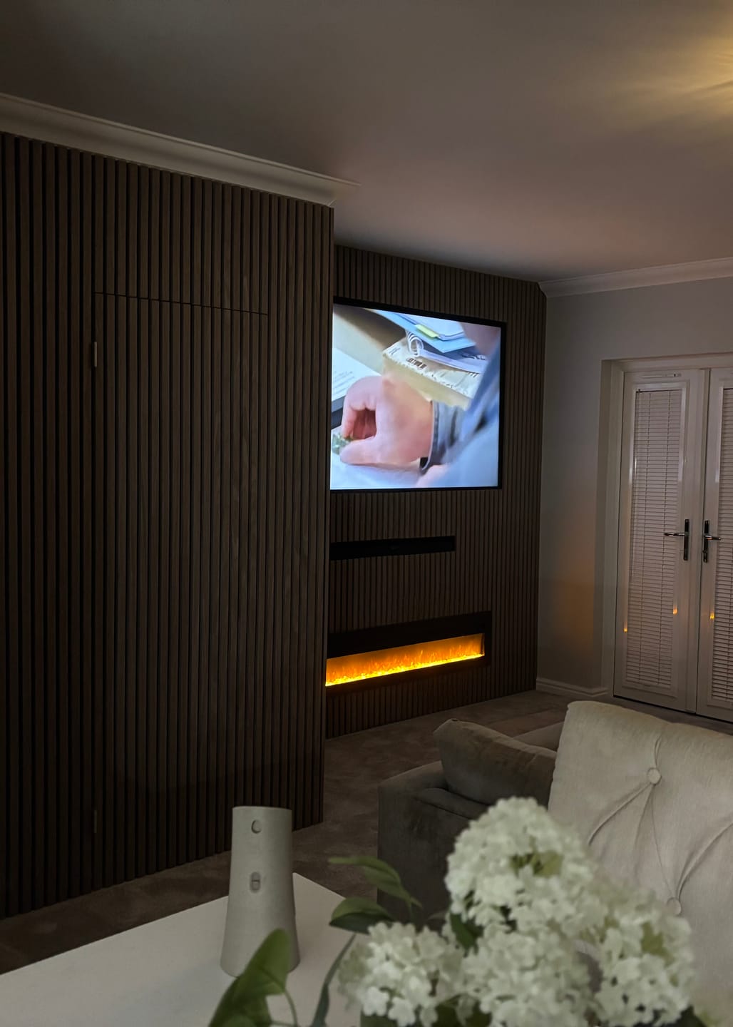 Customer photo review of Wooden Wall Panel | Walnut | Premium 3-sided Wood Veneer