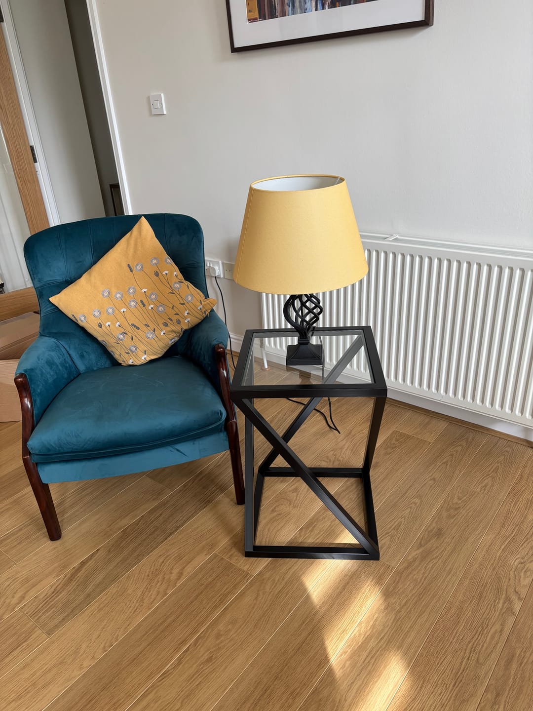 Customer photo review of Twisted Glass Matte Black Side Table