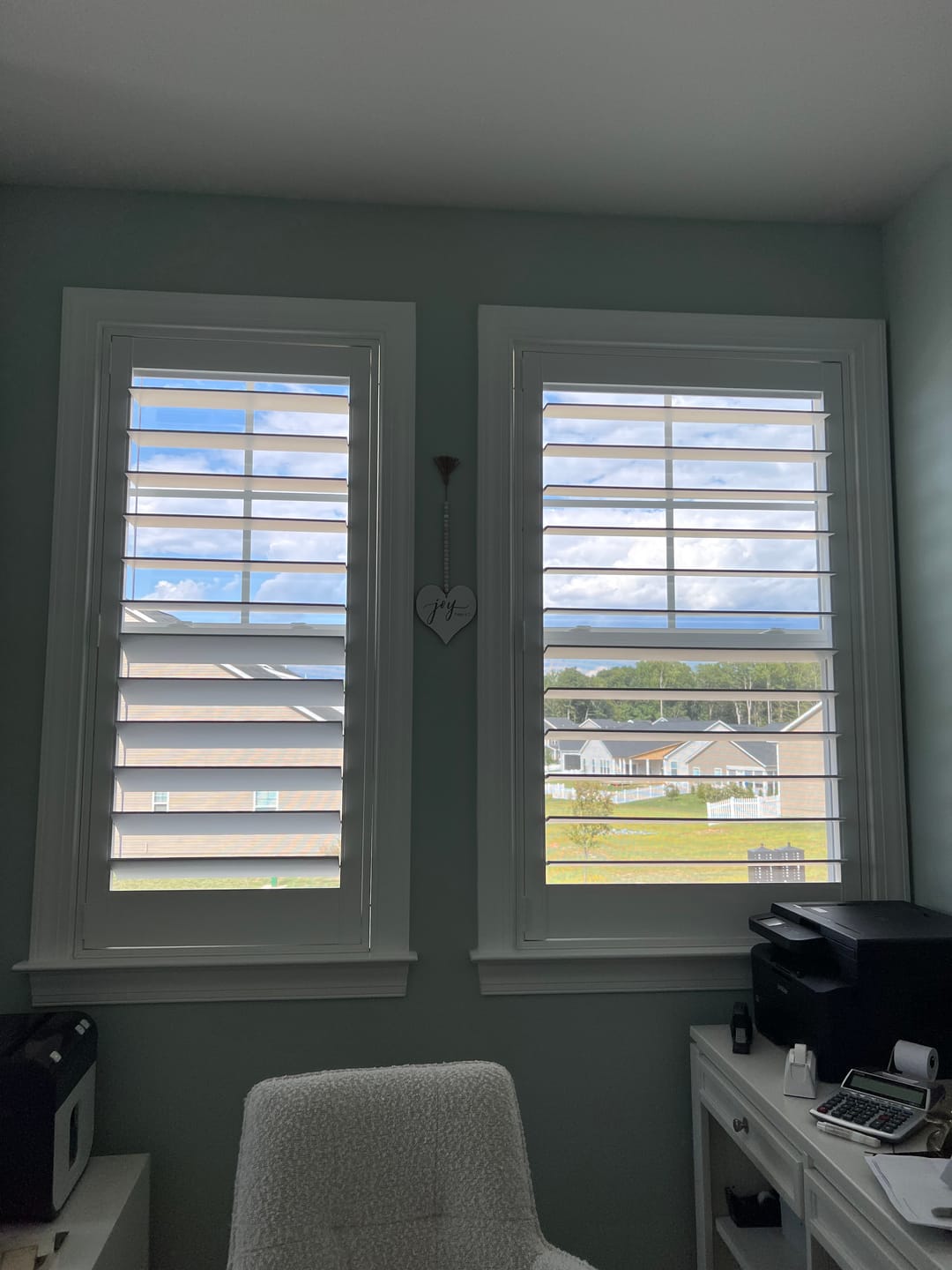 Customer photo review of Painted Wood Plantation Shutter