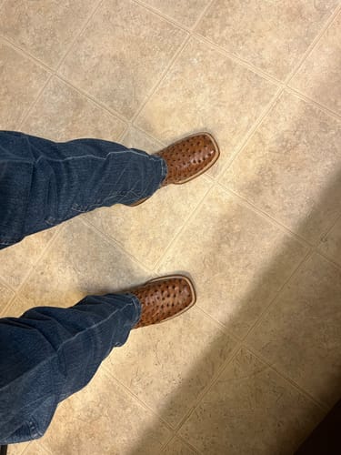 Customer photo review of Cognac Ostrich Leather Boots - Square Toe