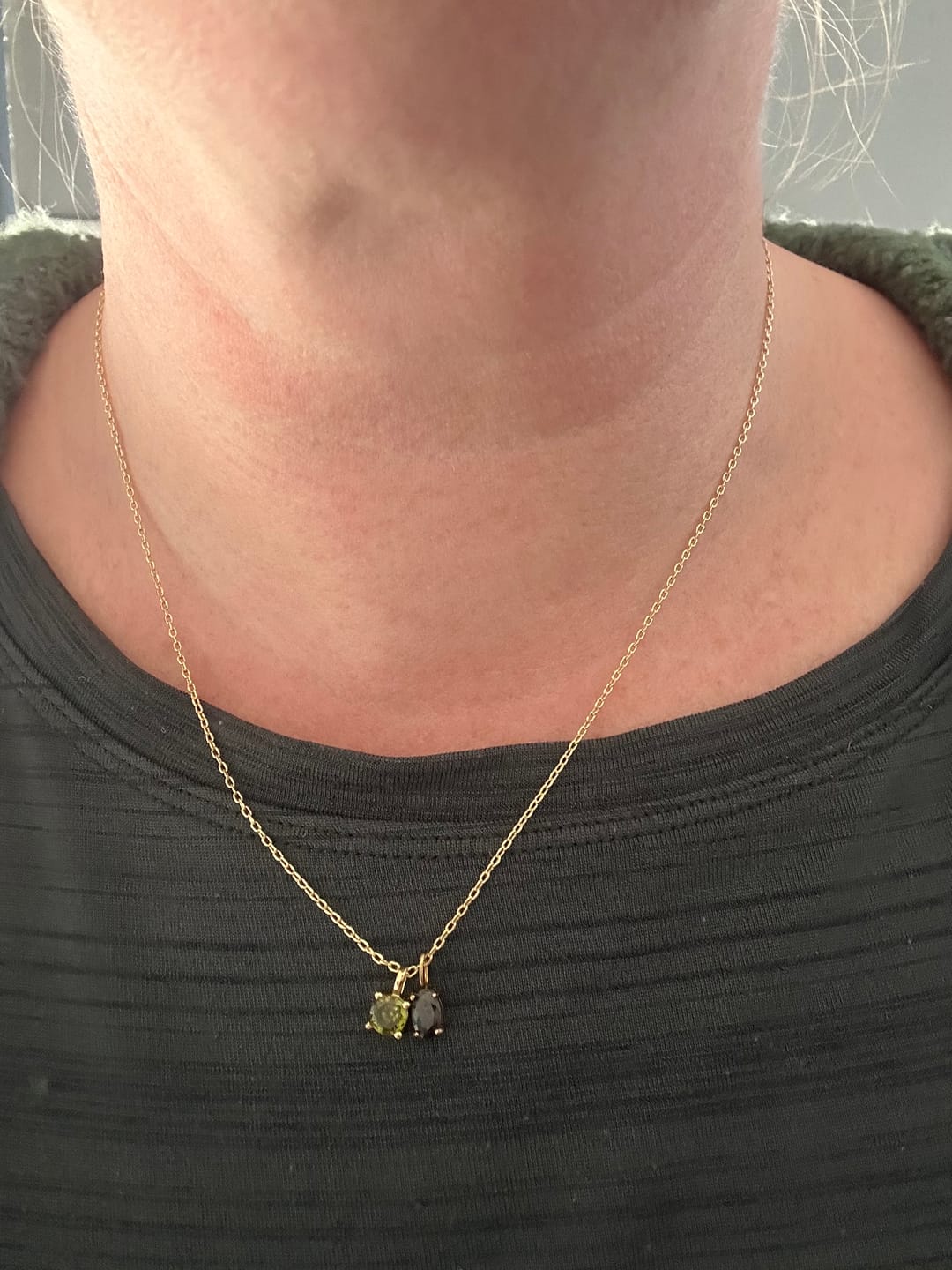 Customer photo review of Classic Birthstone Necklace August