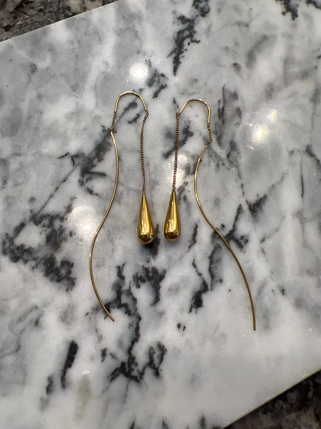 Customer photo review of Golden Teardrop Tassel Earrings