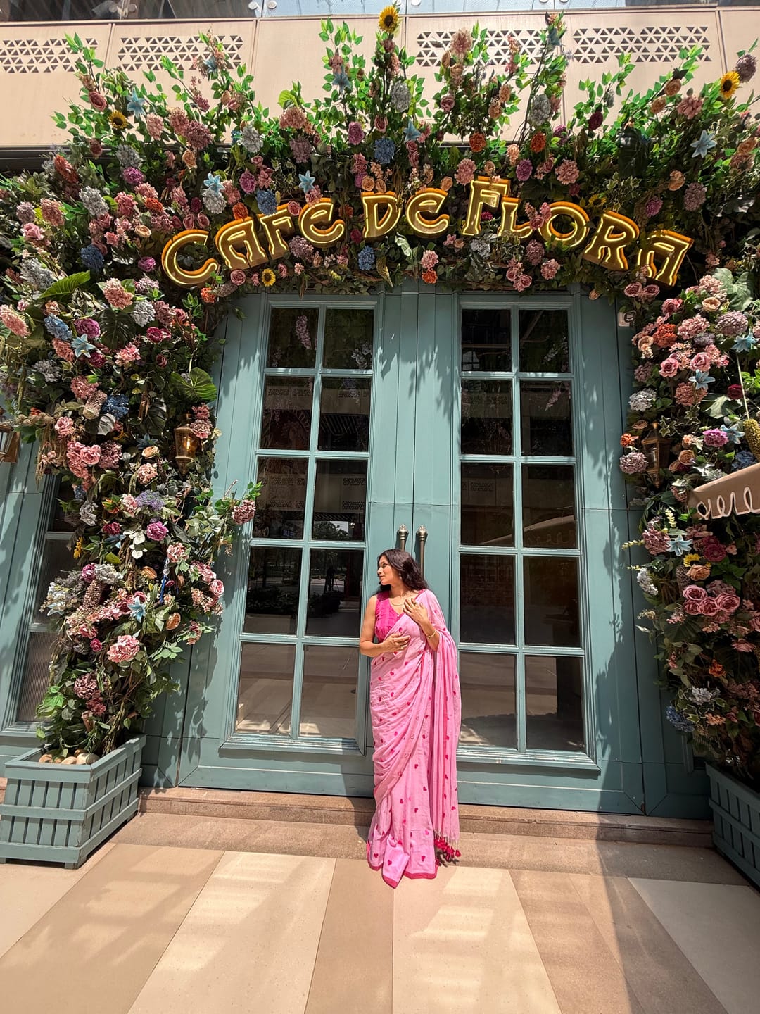 Customer photo review of Pink Love Mulmul Cotton Saree