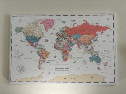 Customer photo review of Pinnable World Journey Map • Multi-Colored