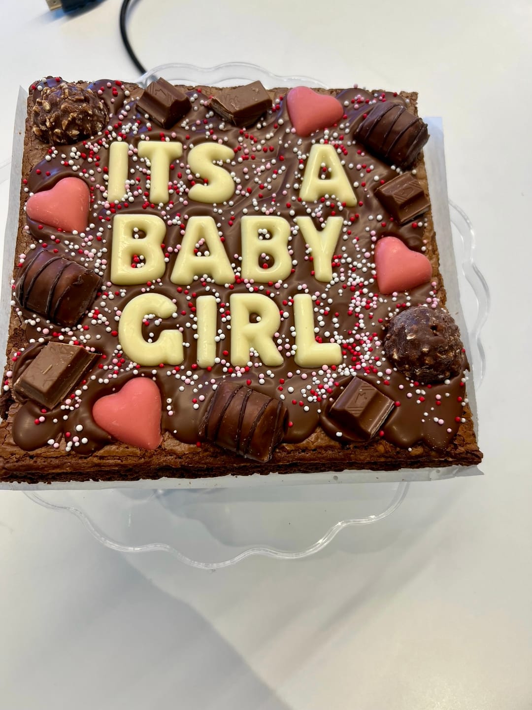 Customer photo review of Custom message chocolate fiend brownie