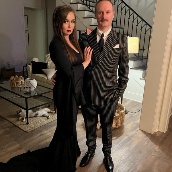 Customer photo review of Morticia Puddle Train Gown Dress