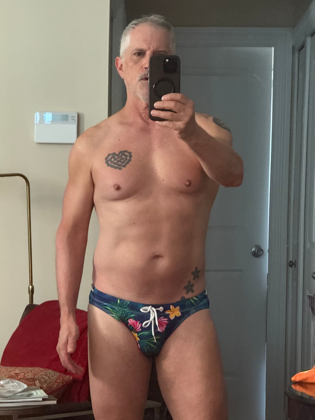 Customer photo review of Mens Bulge Pouch Surfing Printed Bohemian Swim Briefs