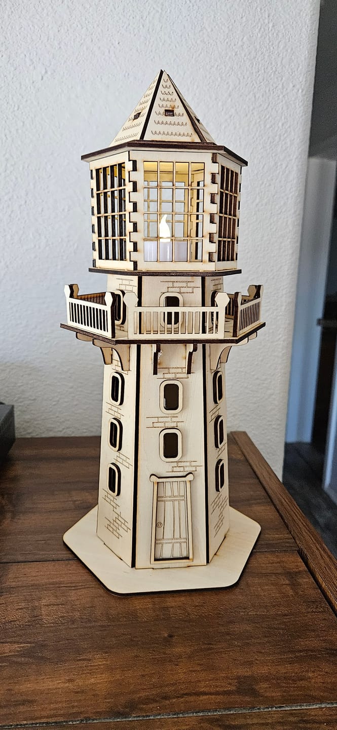 Customer photo review of Wooden lighthouse laser cut svg file
