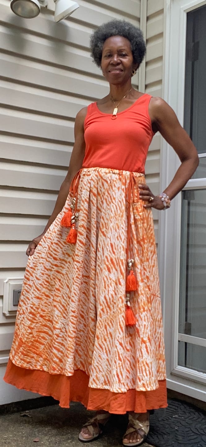 Customer photo review of Convertible 6-Way Rust Sandstone Tie-Dye Cotton Skirt Dress