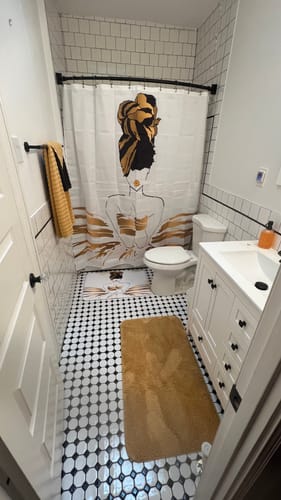 Customer photo review of Oro White Shower Curtain