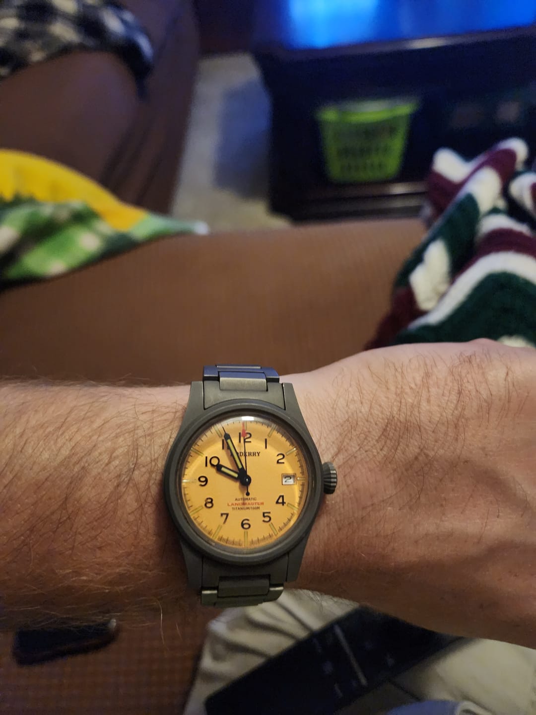 Customer photo review of LANDMASTER - 100M Waterproof Titanium Automatic Field Watch | Yellow-bracelet