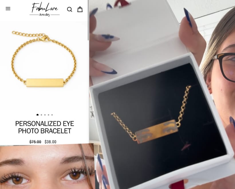 Customer photo review of Personalized Eye Photo Bracelet