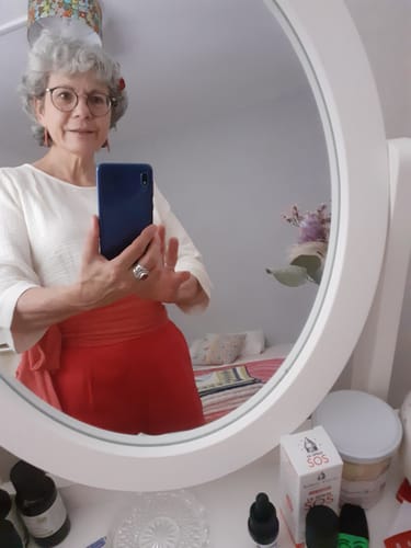 Customer photo review of Blouse Eulalie col rond - manches 3/4 - double gaze de coton ivoire