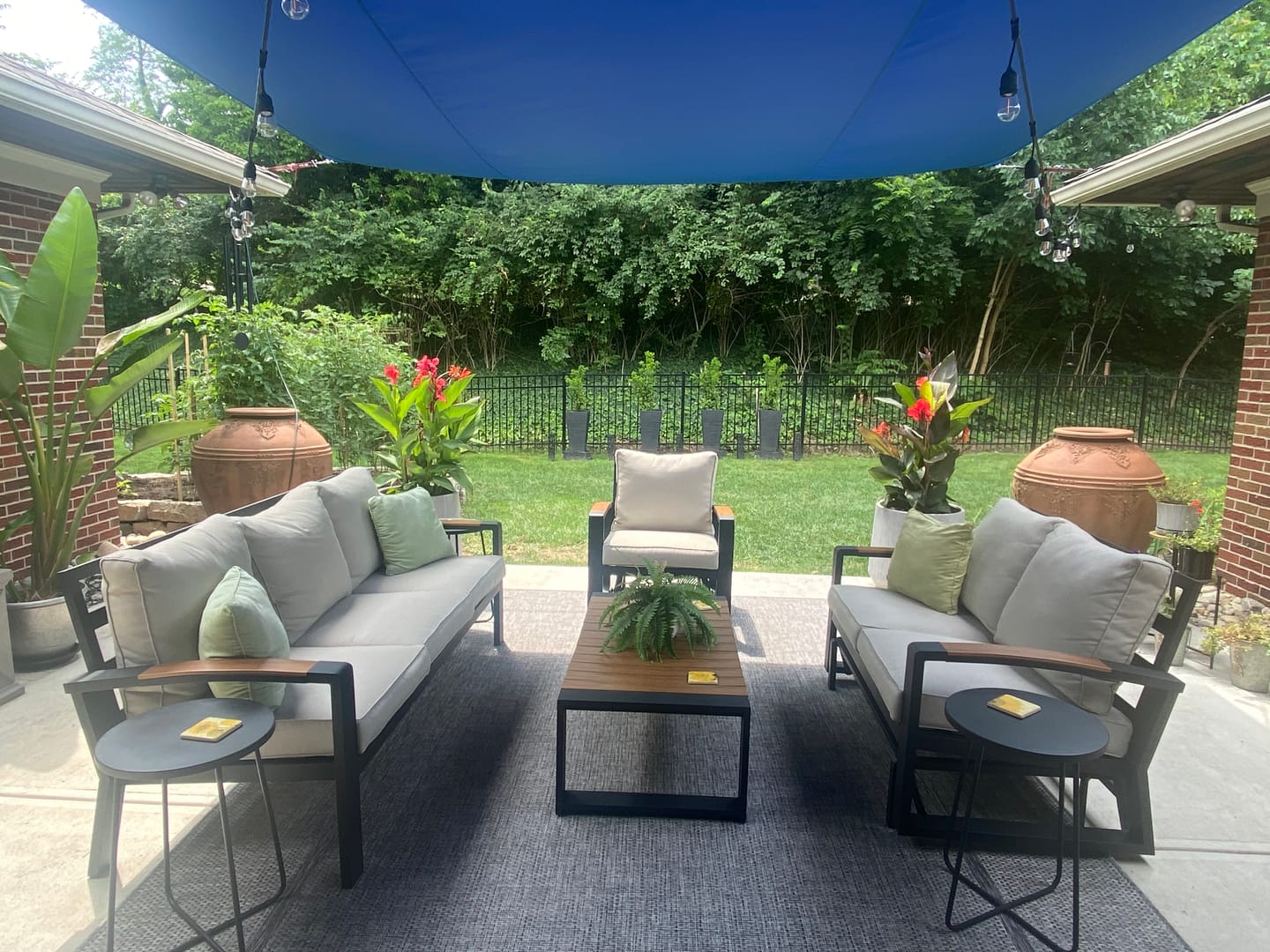 Customer photo review of Outdoor Waterproof Sun Shade Sail Opaque Privacy Protection Canopy for Patio,Garden, Backyard Lawn