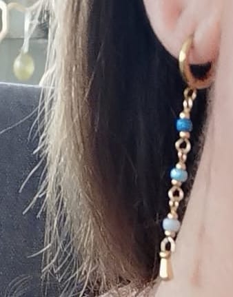 Customer photo review of Alia - Blue Bead Hoop Earrings Stainless Steel