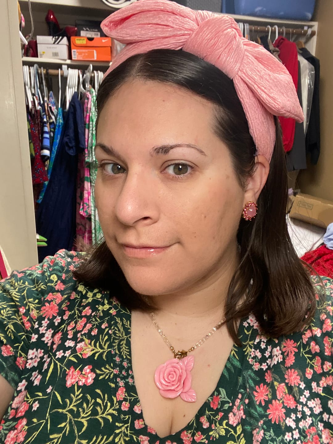 Customer photo review of Georgie Stud Earrings in Pink