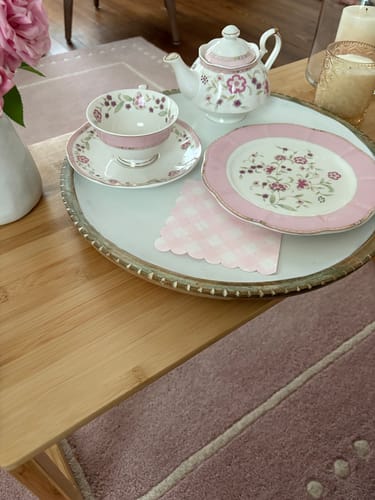 Customer photo review of Pink Corn Flowers with Pink Rim Fine Porcelain Dessert/Dinner Plate