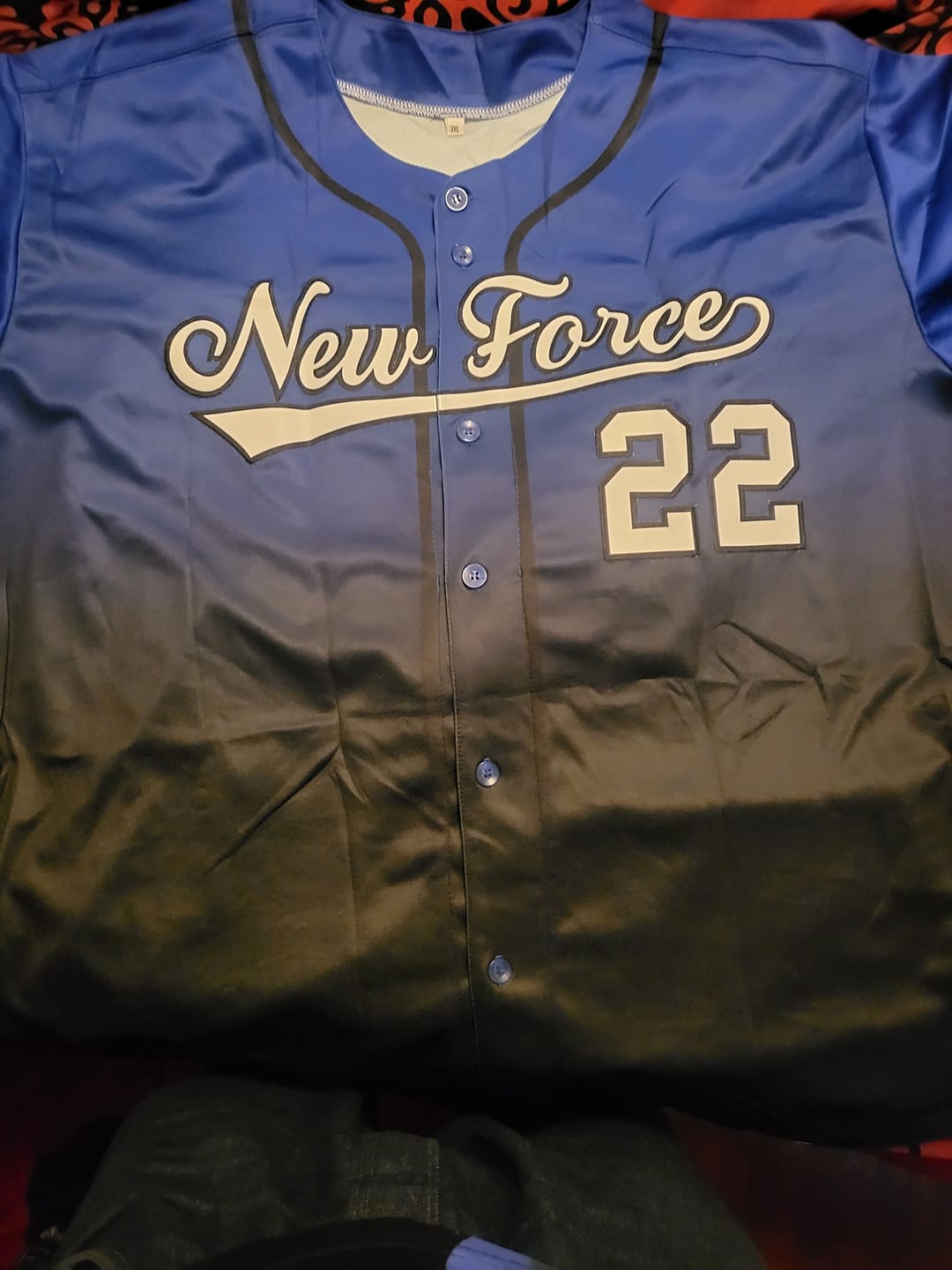 Customer photo review of Custom Royal Black Gradient Fashion Authentic Baseball Jersey