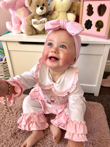 undefined review of Girls White & Pink Birthday Frilly Pyjamas image 1 out of 3